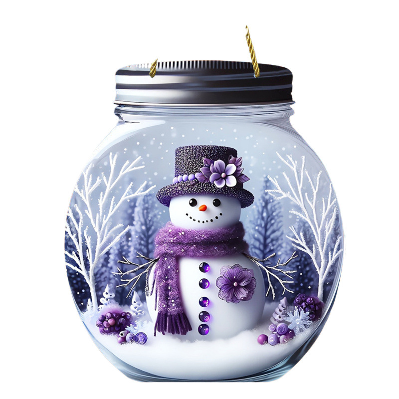 Explosiones transfronterizas de Navidad muñeco de nieve púrpura pintado ventana decoración porche con cadena colgante acrílico disco