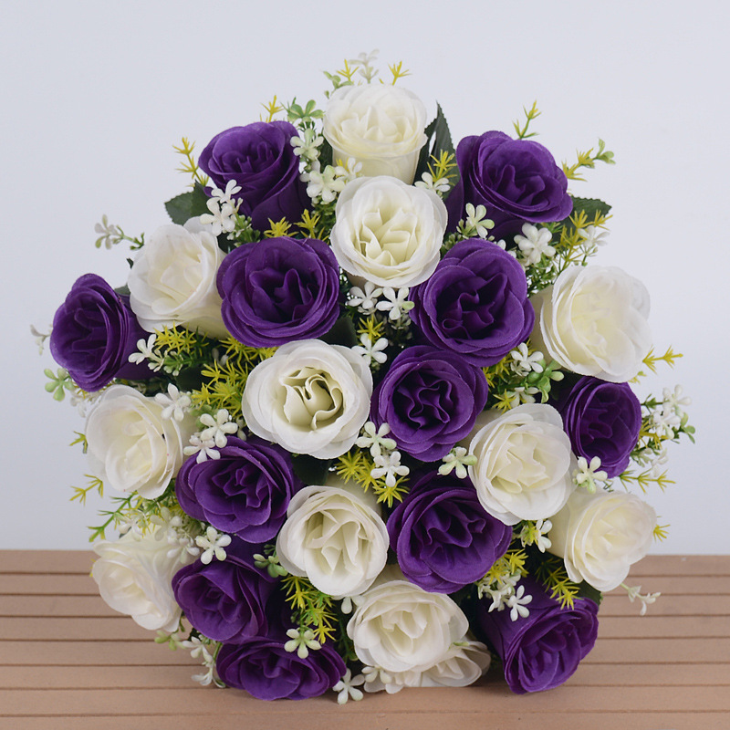 Ramos de rosas artificiales de seda (flores secas), para decoración de bodas (sendero), hogar, mesas o centros de mesa.