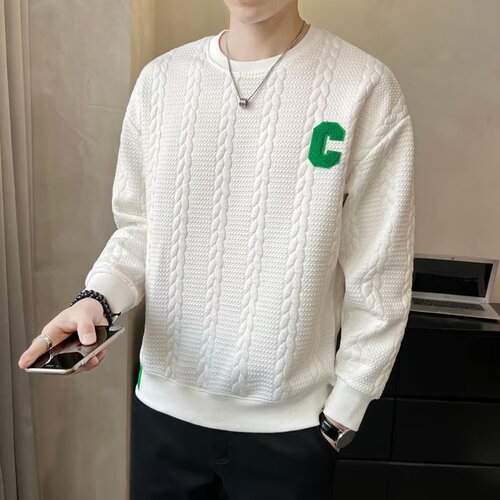 Fall/Winter Loose Fit Trendy Round Neck Printed Youth Fashion Crew Neck Sweatshirt for Men Casual Literary Japanese Style