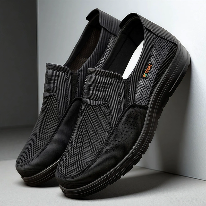 Трансграничная сетчатая обувь мужская 2025 лето новая обувь среднего и пожилого возраста папы полиуретановая легкая мягкая подошва
