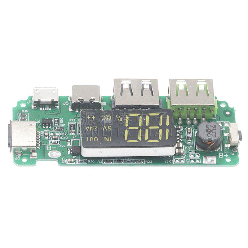 18650 Lithium Battery Digital Display Charging Module with Display, Boost Module 5V2.4A 2A 1A Dual USB Output