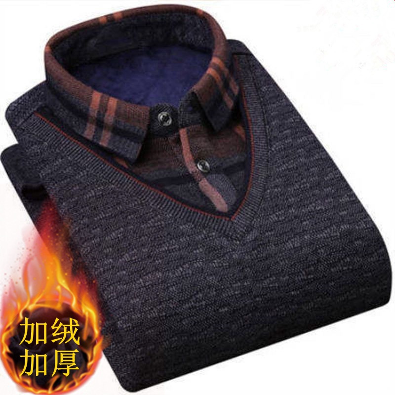 Keep warm sweater for boys, knitted down jacket for elderly, set, for middle age