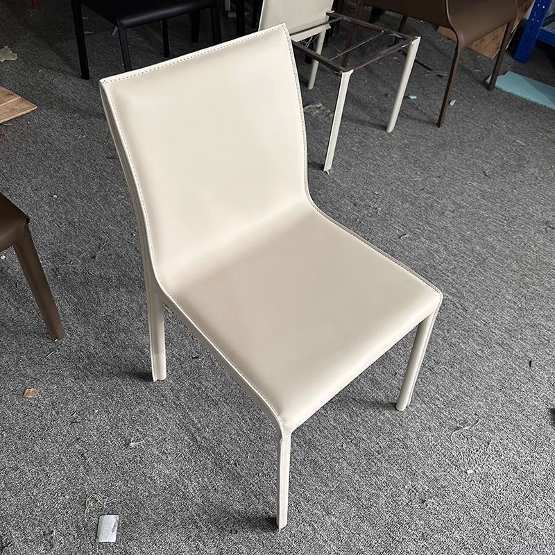 意式马鞍皮餐椅现代轻奢家用餐厅靠背椅酒店书房洽谈样板设计师椅|undefined
