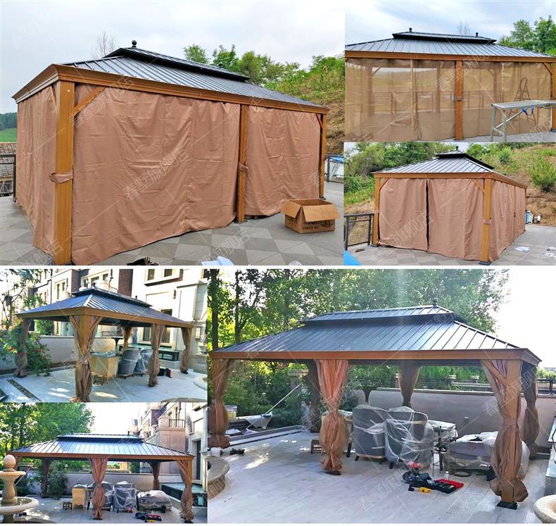 High-End Outdoor Pavilion Garden Terrace Aluminum Alloy Courtyard Leisure New Chinese-Style Pavilion Villa Courtyard Outdoor Sunshade