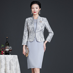 2022 Autumn New Fashion Elegant Round Neck Rhinestone dress Middle-aged plus size Age-reducing Daily Mother Dress