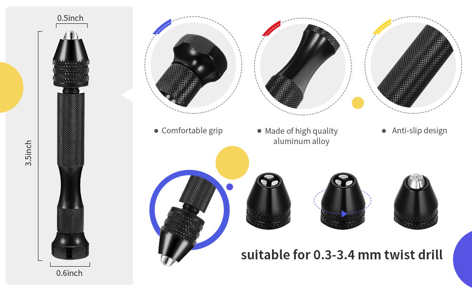AliExpress TEMU sınır ötesi tedarik siyah mini alüminyum alaşımlı el matkabı 21 adet el büküm matkap seti el yapımı matkap ucu