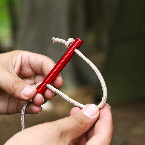 Outdoor tent canopy rope adjustment buckle ground spike windproof rope anti-slip fixed buckle dual-eye aluminum rod small size