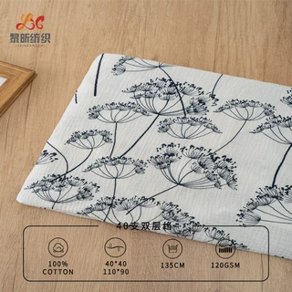 订货 双层绉布印花 大蒲公英印花绉布 睡衣家居服面料婴儿面料