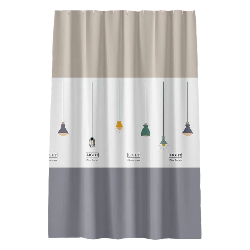Cross-border wholesale punch-free bathroom partition curtain bathroom thickened peva shower curtain waterproof and mildew-proof printed door curtain
