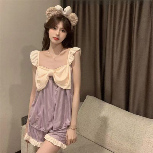  women's cross-border sleepwear source cross-border Instagram style summer sweet and sexy spaghetti straps with bow dropshipping