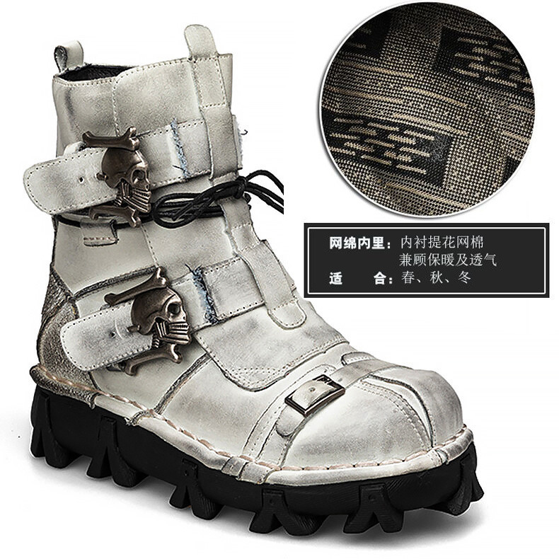 Cráneo botas de trabajo botas de cuero 4748 botas militares marea Martin botas de los hombres más tamaño de cuero botas de vapor punk botas de combate 1809