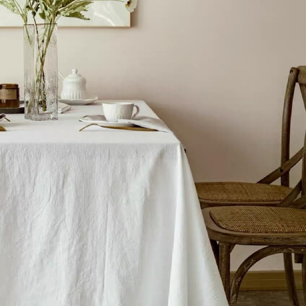 Mantel de Algodón Lavado Liso, Lino de Algodón Puro, Decoración de Boda al Aire Libre de Estilo Retro Francés, Fondo para Fotografía, Resistente al Desgaste y al Polvo