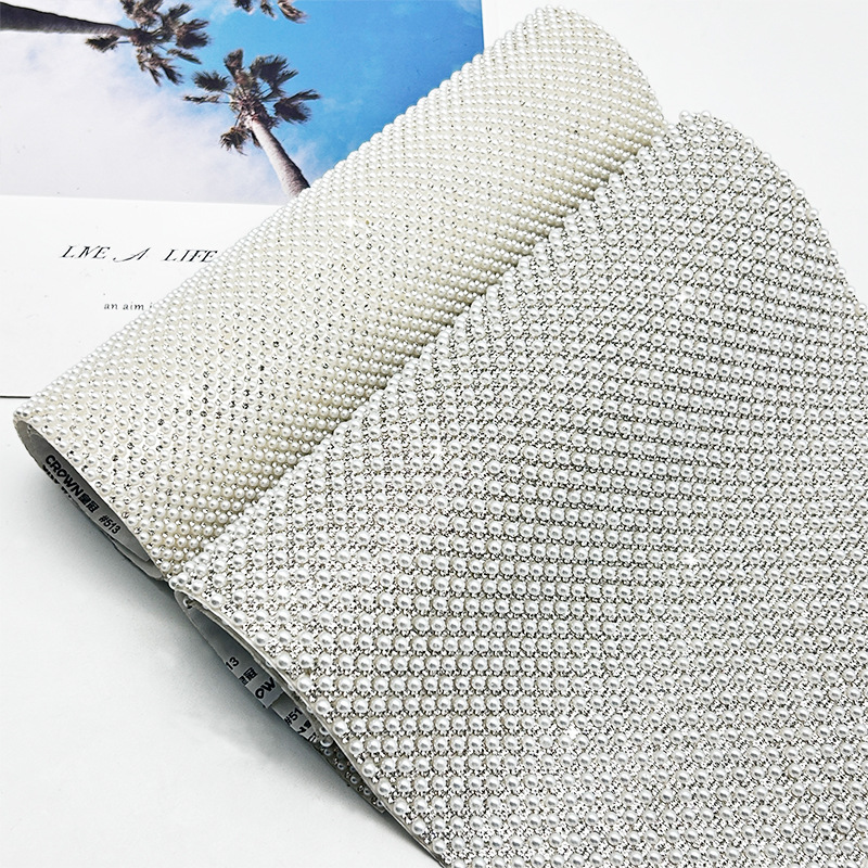 整张陶瓷珍珠水钻贴箱包装饰自粘钻贴饰品diy贴钻超闪4mm珍珠钻片