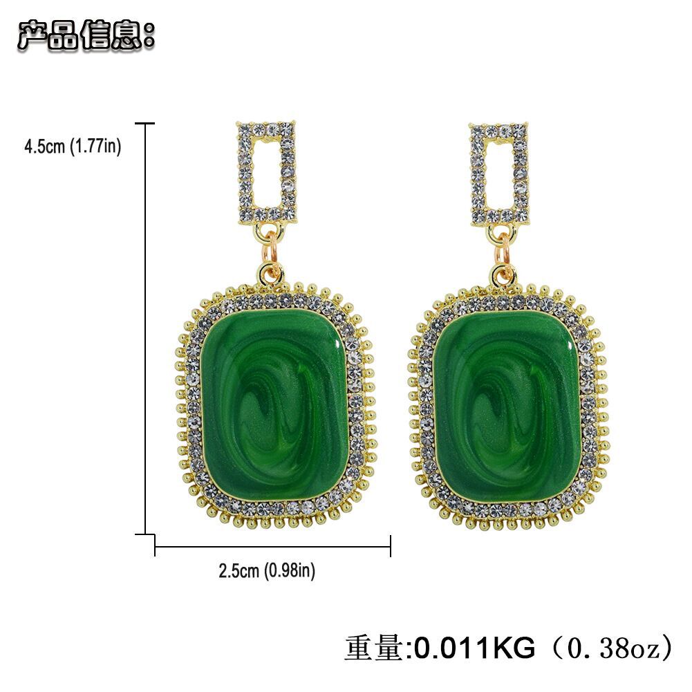 Wholesale Korean Geometric Emerald Green Acetate Plate Earrings Nihaojewelry display picture 22