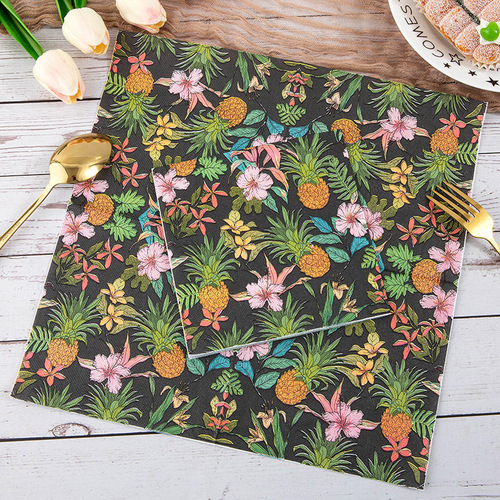 Cross-border tropical pineapple printed napkin creative party plant tissue light luxury festival celebration square tissue wholesale