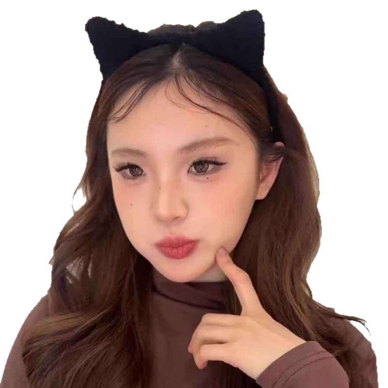 哈韩宅物可爱猫耳朵发箍毛绒甜美猫咪头箍洗脸敷面膜发卡发饰|undefined