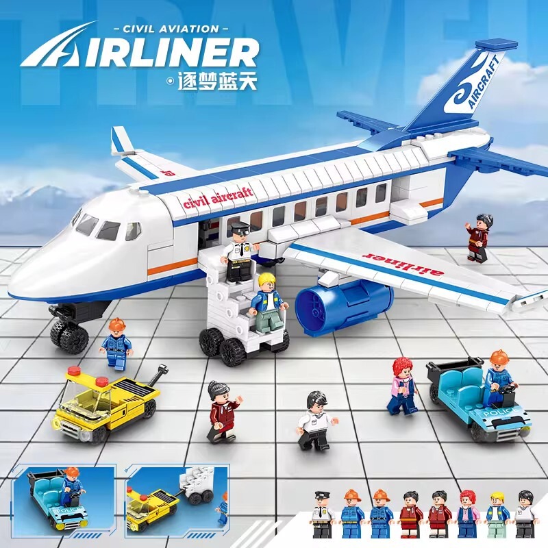 2025 New Chinese Building Block Airplane Model Passenger Airport C919 Assembly Festival Educational Toy Boys Gift