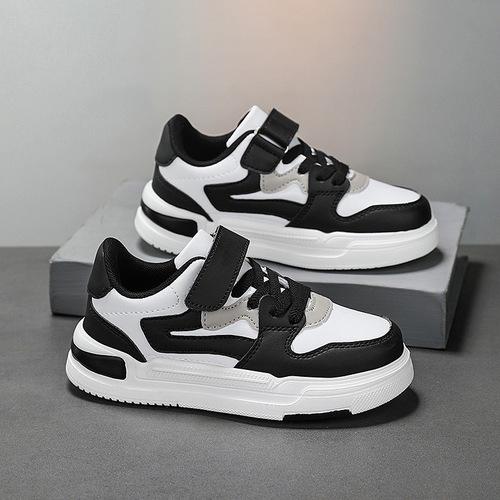 Cross-border Bestselling Children's Sneakers for Boys and Girls, 2024 Spring Collection, Leather Panel Shoes for Middle-Aged Children, Casual Shoes