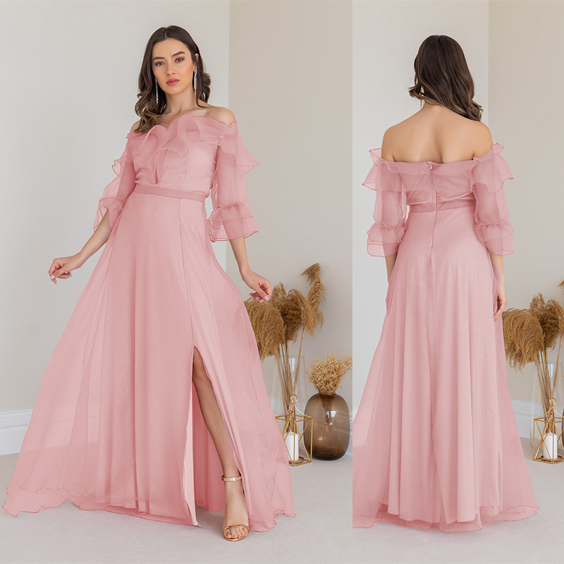 Nuevos productos de comercio exterior europeo y americano, ropa de mujer transfronteriza, vestidos de manga larga de otoño e invierno de Amazon, vestidos de novia, vestidos de dama de honor