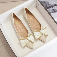 Single Shoe Women's 2024 New Fashion Soft Leather Shoes Shallow Mouth Pointed Flat Shoes Large Women's Shoes 41-43