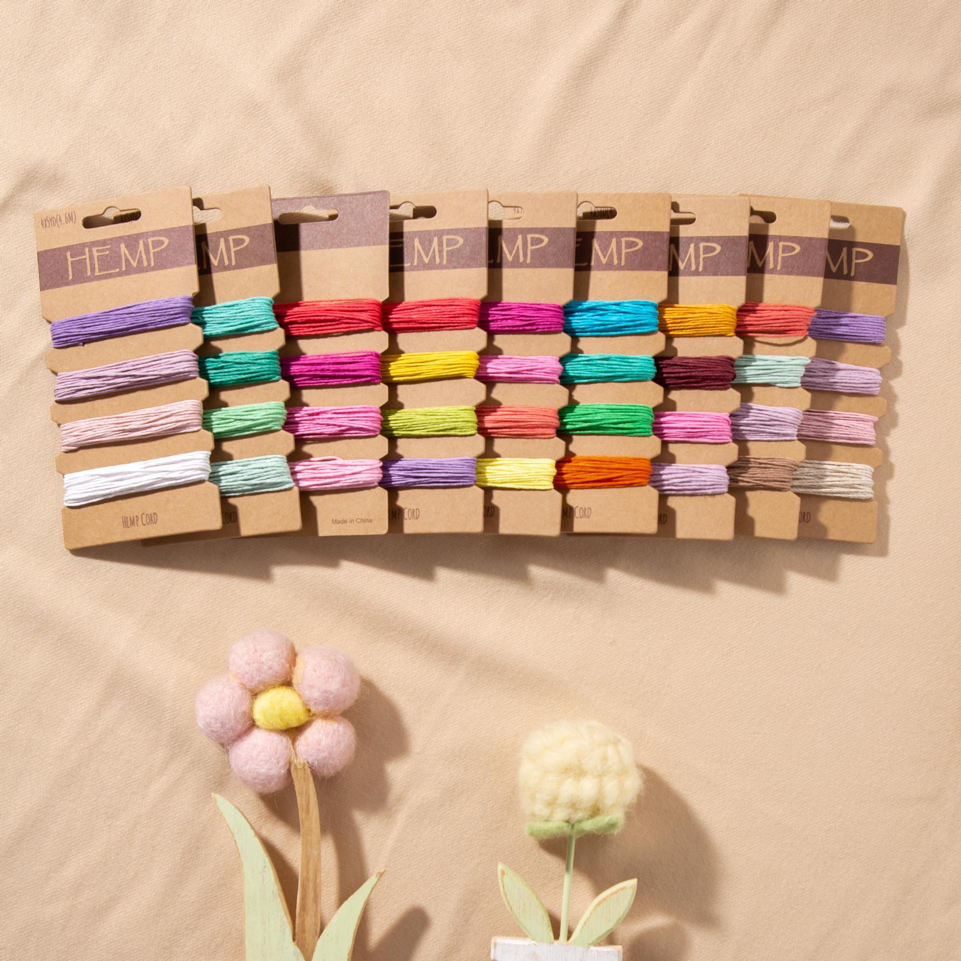 국경 간 1mm 컬러 대마 로프 1mm 대마 왁스 로프 왁스 실 diy 로프 손으로 짠 로프 4 색 조합 20yd 한 카드