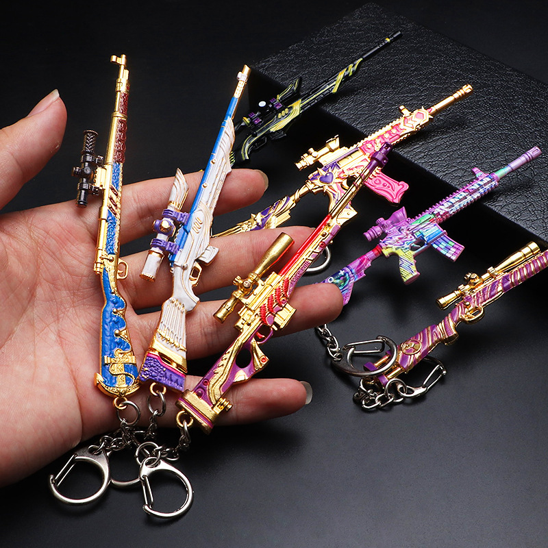 New Peace Jedi Chicken Eating Elite Mannery M416 Skin Alloy Weapon Gun Model Peripheral Toy Keychain