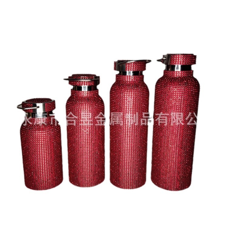 Taza de agua con incrustaciones de diamantes exclusiva transfronteriza Taza de aislamiento de diamantes rojos de la red creativa de la marea nacional Diamond Vacuum Flask