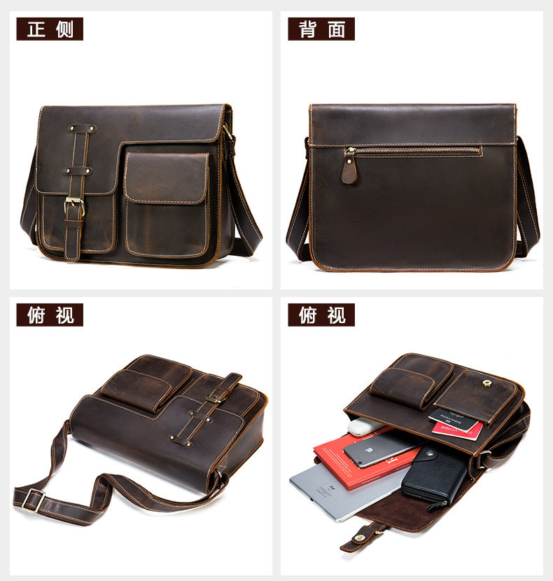 Túi đeo chéo nam da thật da ngựa điên phong cách retro, túi đeo vai đựng vừa máy tính bảng 8 inch — 1323 màu nâu, 1323cà phê, 6097 cà phê đen, 6097 màu nâu chi tiết 38