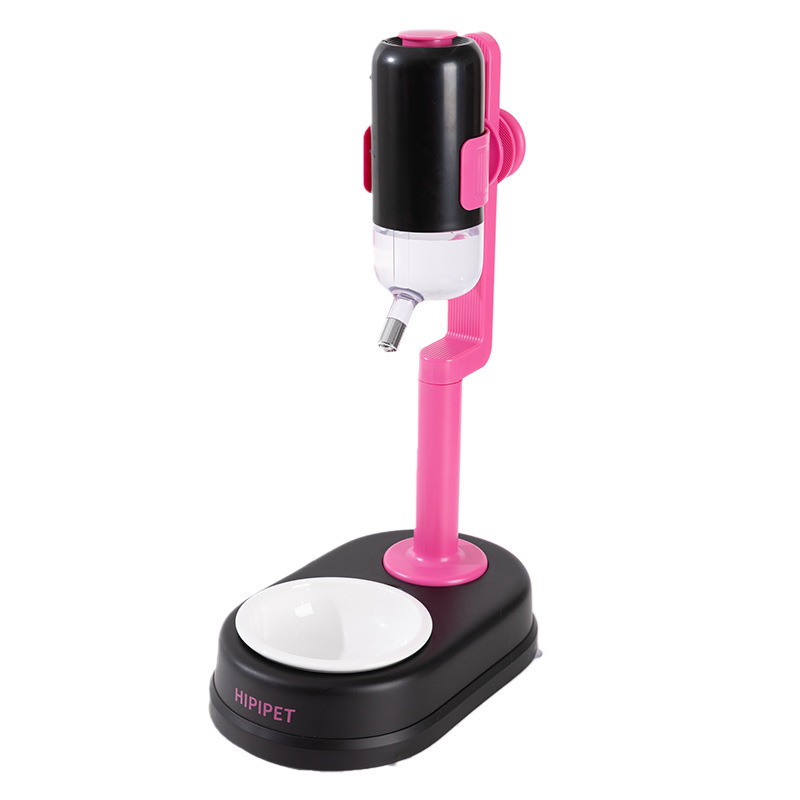 Alimentar de agua vertical para mascotas colgando jaula de suelo de doble propósito para gatos y perros con altura ajustable de cerámica de acero inoxidable