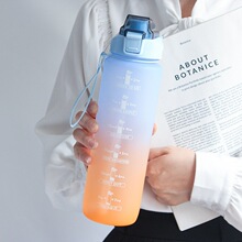 简约食品级渐变直饮学生水壶户外运动防摔便携大容量带刻度吸管杯