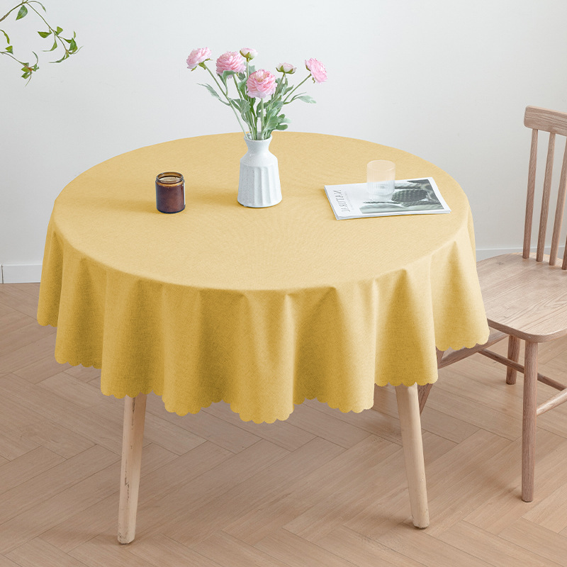 Mantel de algodón y lino-cúrcuma