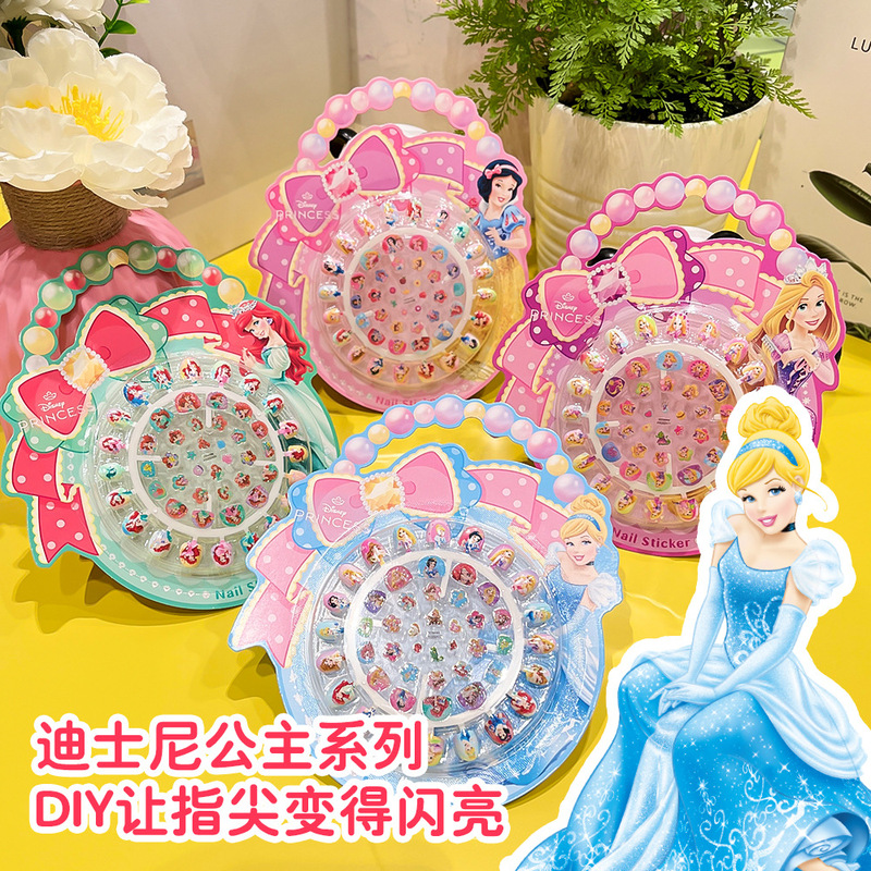 New Kidsren's Wear Nail Set for Girls 3 Years Old Ice and Snow Princess Nail Stickers with Adhesive Backing Cute Cartoon Nail Art Patches