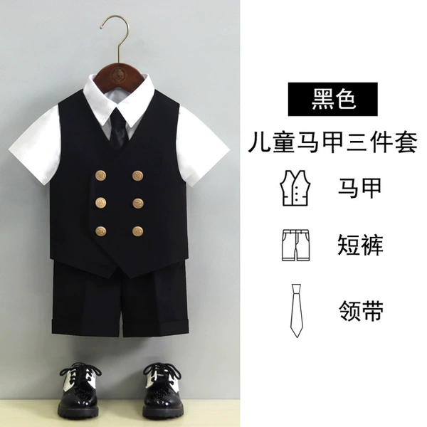 Black vest, shorts, tie