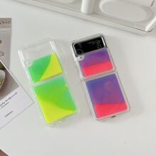 跨境适用三星Zflip3折叠屏手机壳 防摔翻盖流沙夜光手机保护套