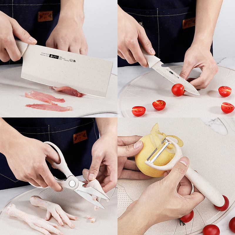 Kit de cuchillos de alimentación para bebés combinación de cuchillos de cocina domésticos tablero de cocina 2 en 1 cortar un acero inoxidable sin cabello image 3