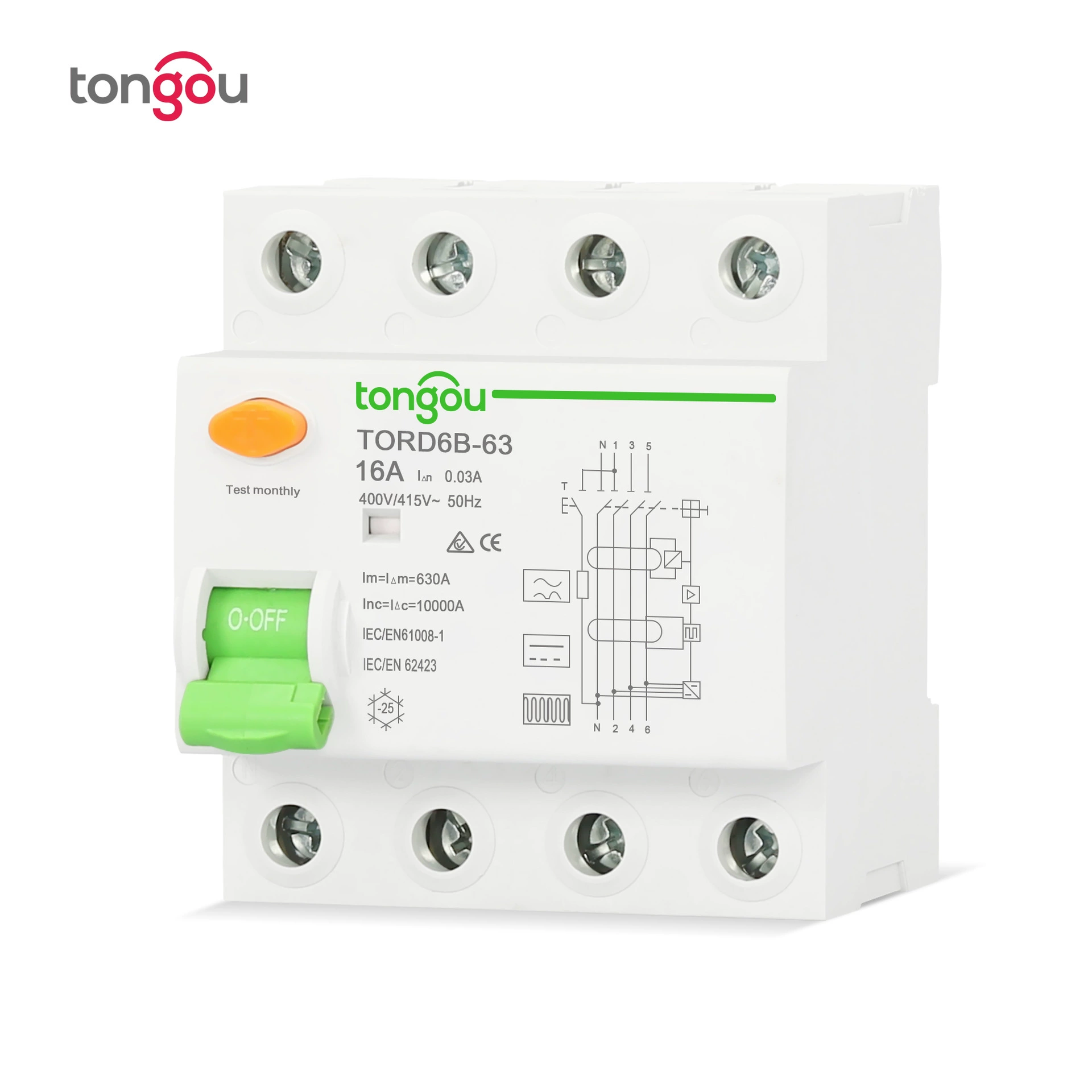 Тип B-протектор утечки Автоматический выключатель утечки 4P63A переключатель защиты от утечки 10KA PV RCCB RCD трансграничный