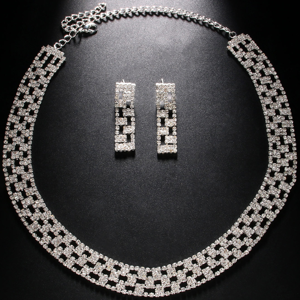 Juegos de joyería geométrica de venta caliente transfronteriza de alta calidad de diamante cerradura accesorios de pendientes simples conjunto de joyería