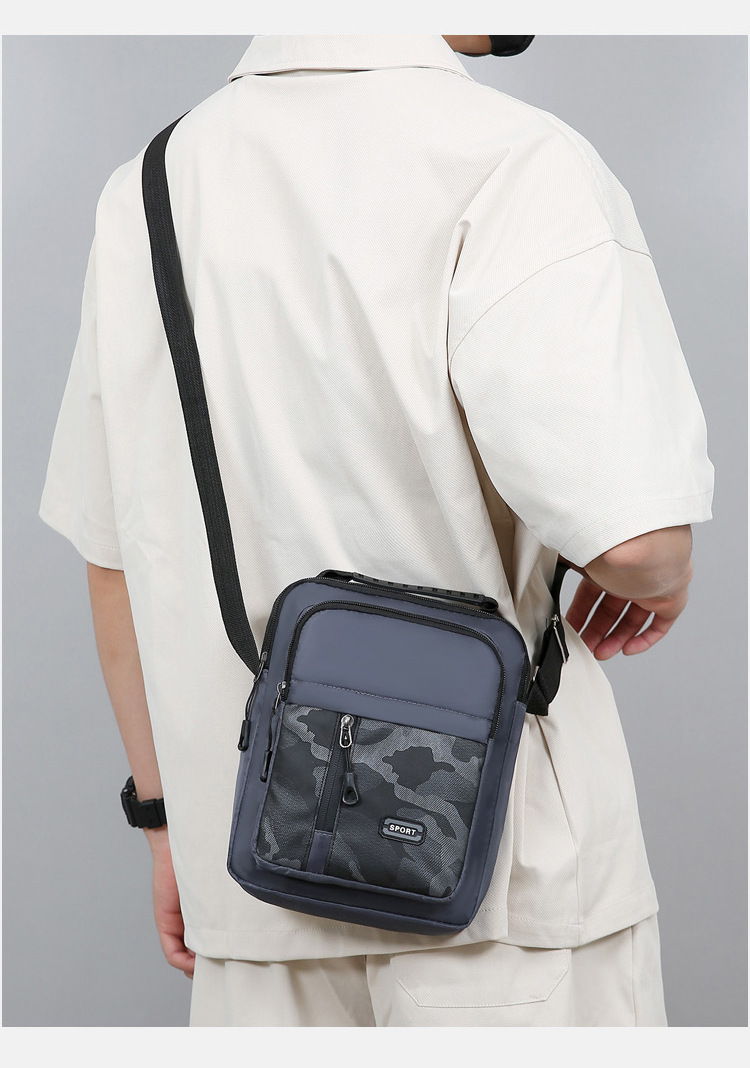 179g Weight Polyester Lining Material Sewing Thread Fashion Element Zipper Closure Type Sling Strap Strap Type Shoulder Bag Bags Type Casual Occasion Oxford Cloth Material Camouflage Pattern All Seasons Season Men's Gender Streetwear Style Square Shape Men's Camouflage Oxford Cloth Sewing Thread Zipper Shoulder Bag 8
