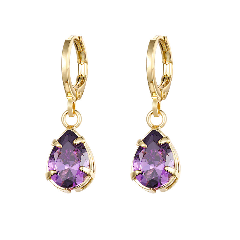 Holiday, Daily Occasion 1 Pair Simple Style Classic Style Water Droplets Inlay Copper Zircon Drop Earrings