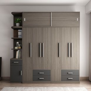 Nordic Wardrobe with Desk Integrated Combination Modern Simple Small Apartment Bedroom Home Computer Desk Economical Wardrobe
