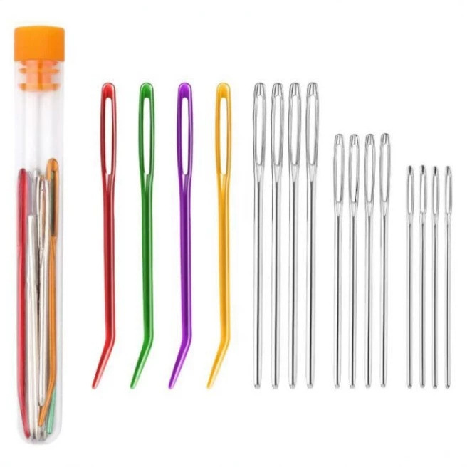 Aluminio grande-ojo curvado aguja mano costura aguja zurdo aguja de ojo grande aguja de coser aguja lana tejer herramienta