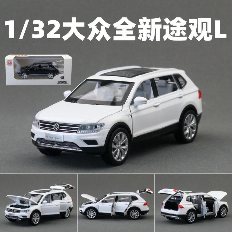 1:32 Volkswagen Tiguan L Sedan Suv Alloy Car Model Pull Back Sound and Light Door Opening Kidsren's Toy Collection Ornaments