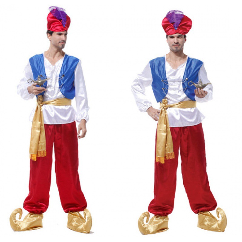 Halloween Arabian King Ball Cosplay Male Adult Aladdin Magic Lamp Prince Performance Costume_ecoleips.com