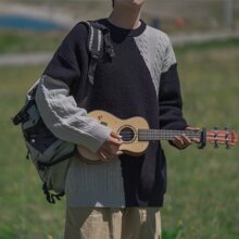 秋冬美式毛衣男不规则圆领套头日系青少年休闲小众针织衫男生流行