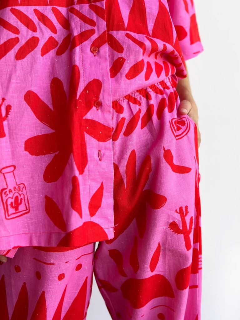 Printing Design Vacation Style Holiday Beach Date Women's Vacation Printing Linen Polyester Printing Pant Co-ord Set Pants Sets