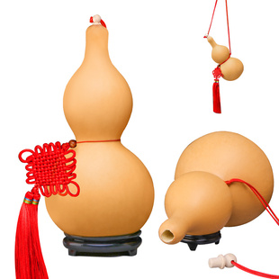 Large Natural Gourd Ornament with Handle for Hanging, Suitable for Entrance or Living Room Decoration, Chinese Knot Real Gourd