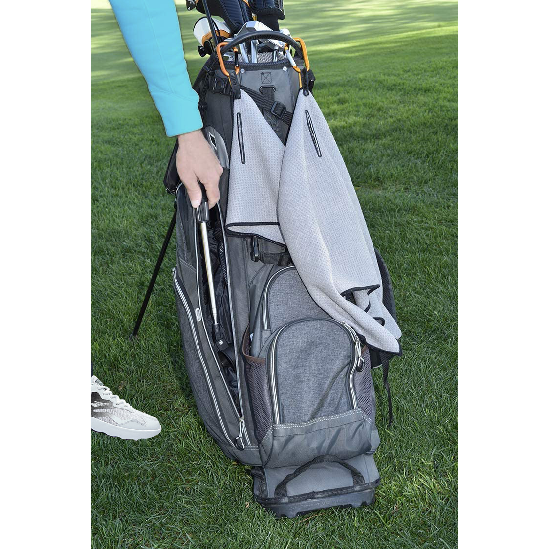 现货高尔夫毛巾挂钩纤维菠萝格华夫格毛巾磁扣亚马逊跨境电商代发