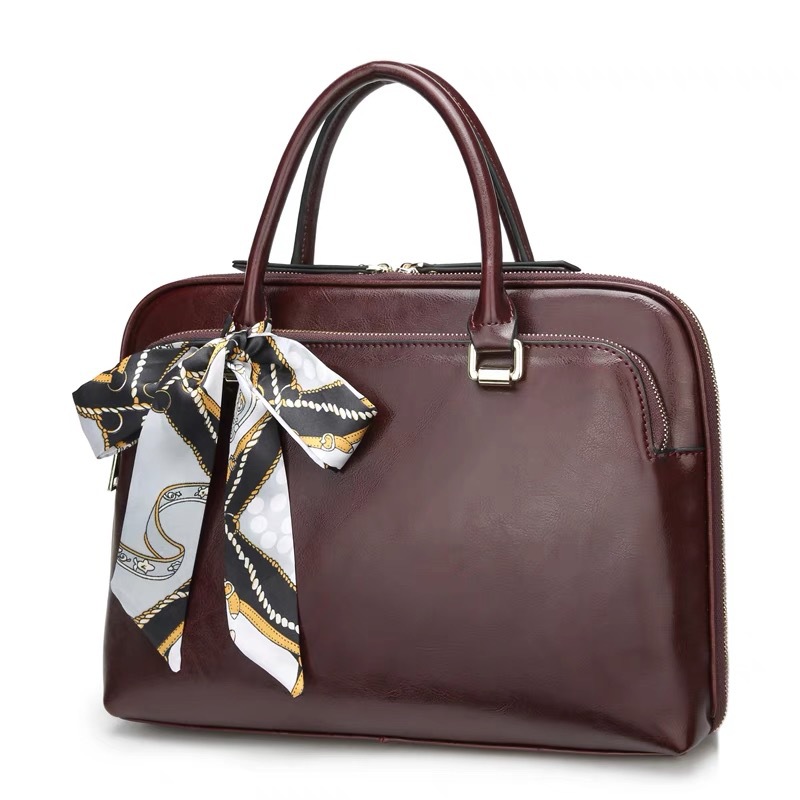New Top Grain Cowhide Leather Women's Handbag, Fits 13-14 Inch Laptop Bag, Shoulder Crossbody Briefcase - Thumbnail 5