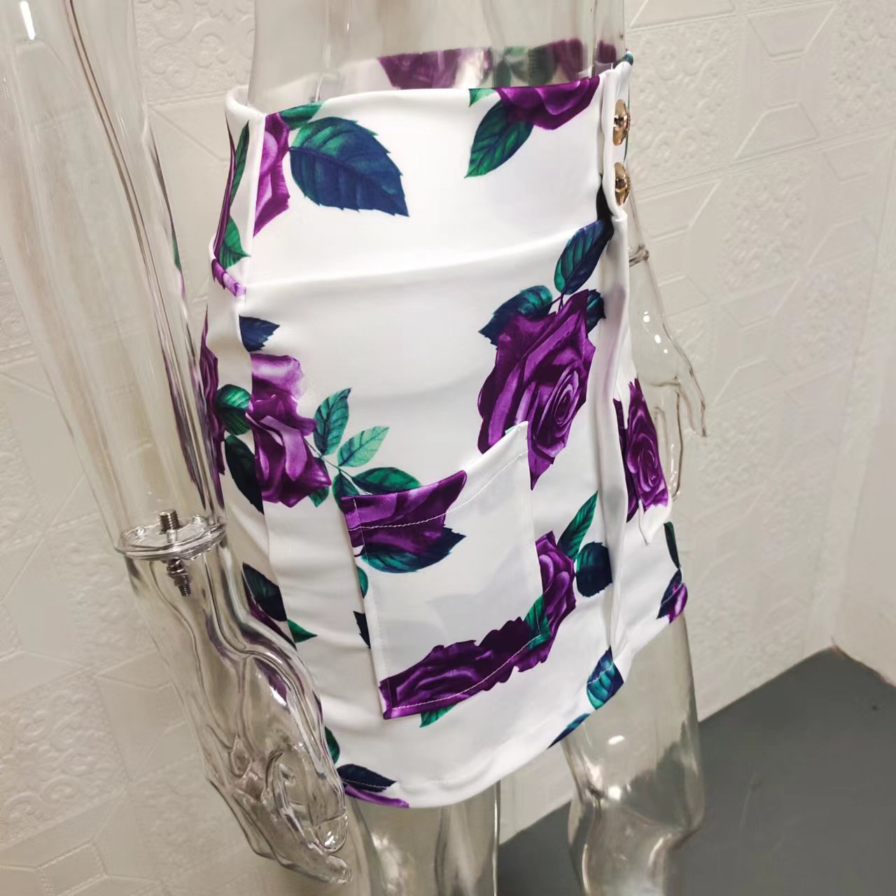 2 Piece Set Quantity Formal Occasion Formal Women'S Fashion Solid Color Flower Polyester Printing Skirt Co-ord Set Skirt Sets