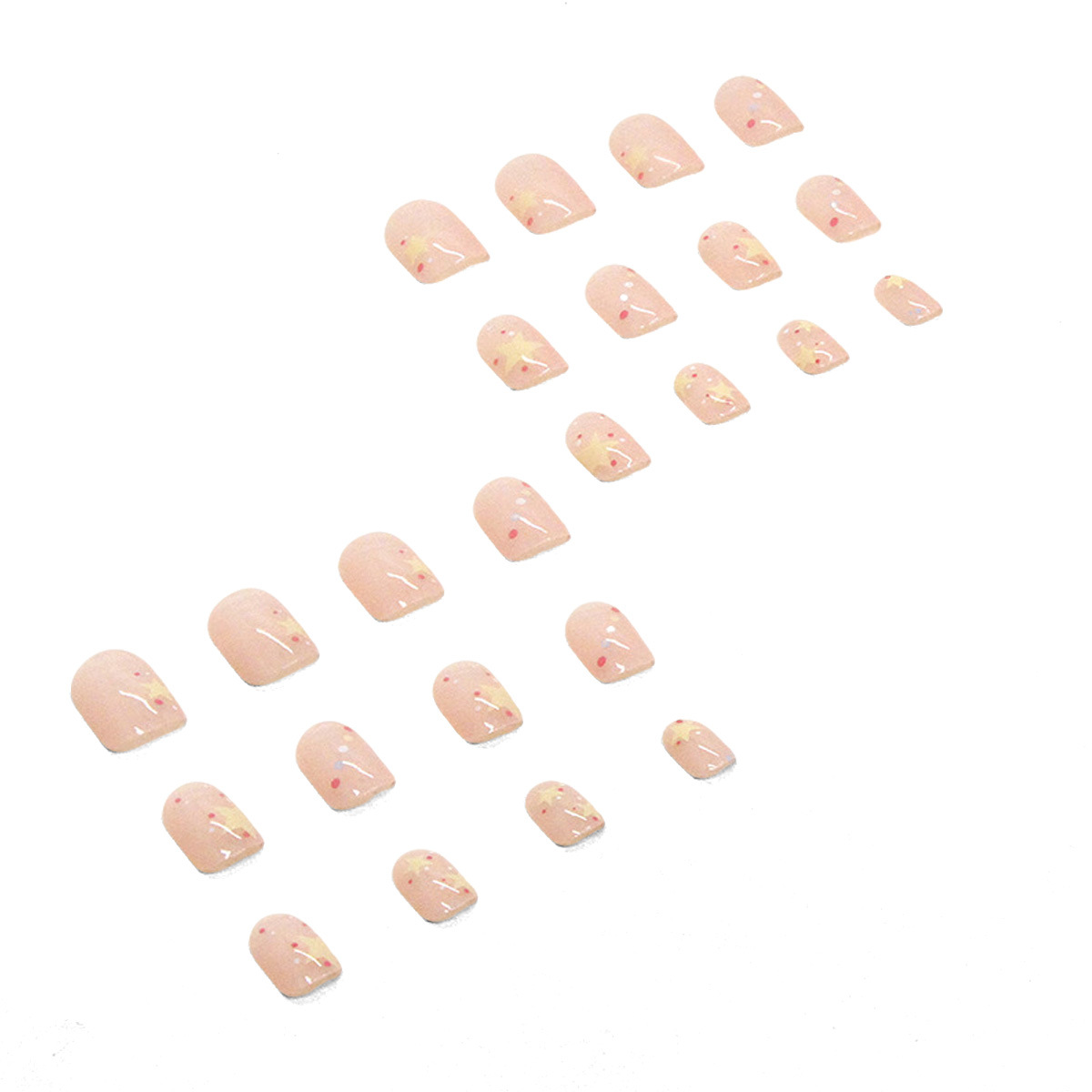 Color nude degradado con uñas postizas, uñas blancas transparentes en hielo, parches para uñas, estrellas de cinco puntas, uñas, productos terminados al por mayor